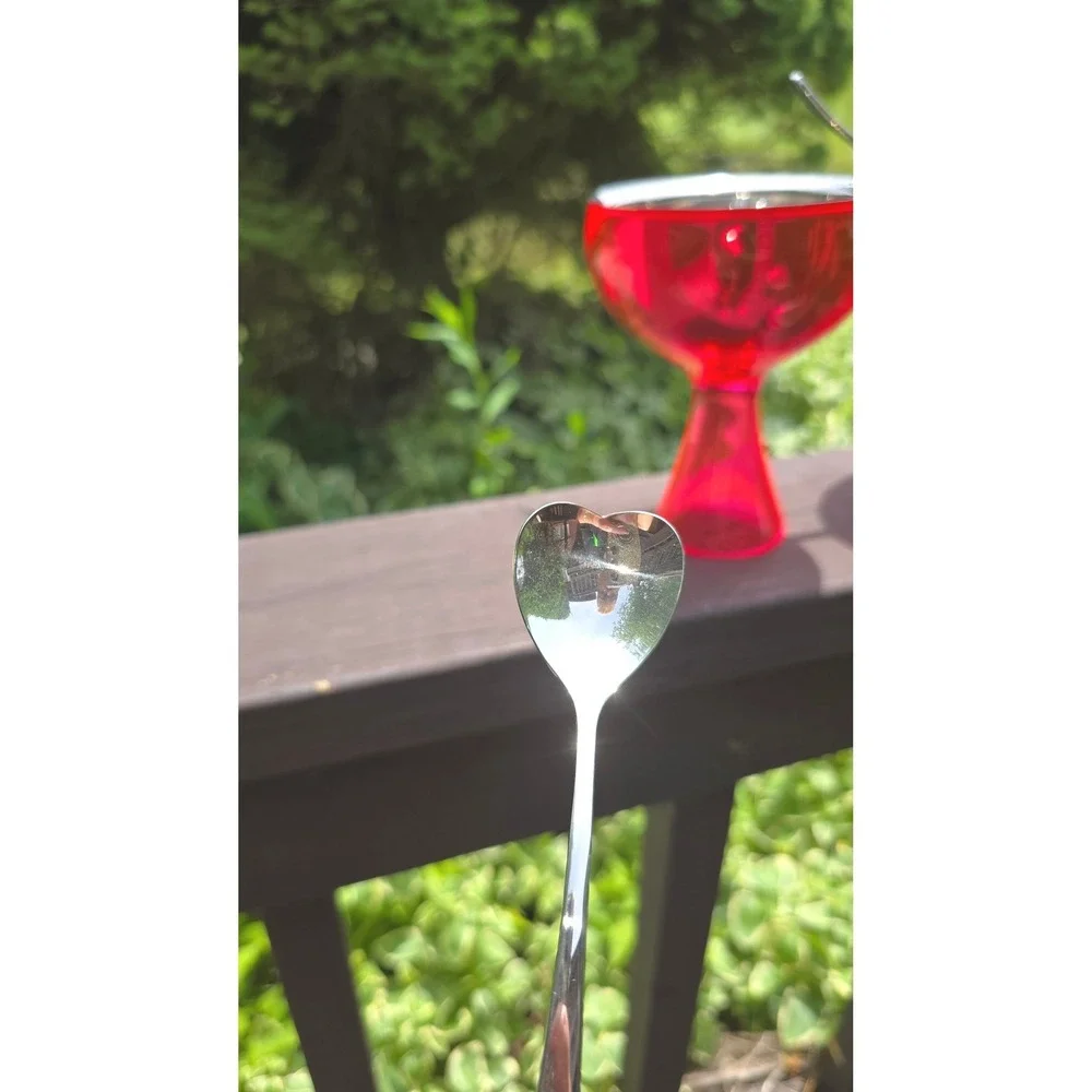 Alessi Big Love‎ Ice Cream Bowls & Heart Spoons Fuchsia Pink Set of 4